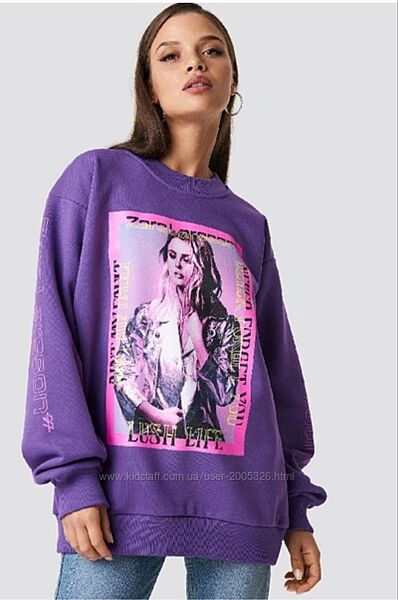 Світшот оверсайз жіночий NA-KD Zara Larsson Фіолетовий S 46-48