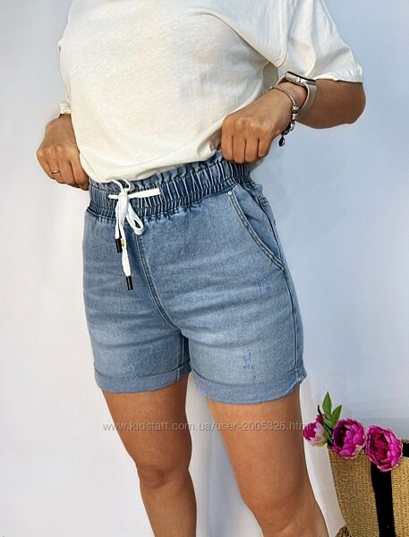 Шорти джинсові New Jeans на резинці Блакитні 
