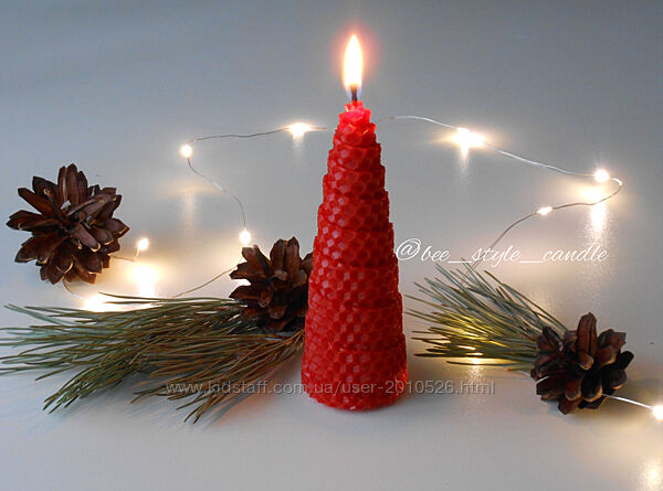 подарунковий новорічний набір свічок з бджолиної вощини/червоні свічки