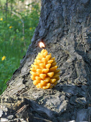 Свічка Шишка натуральний бджолиний віск, Шишка свеча, осінні свічки, hygge