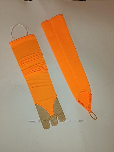 Рукавички мітенки оранжеві жовті довгі до карнавального костюма лисичка біл