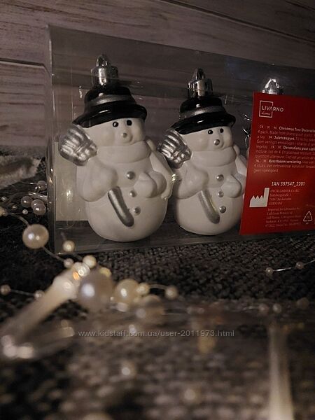 Ялинкові сніговики, різдв&acuteяні прикраси, 4 шт, Livarno Home, німеччина