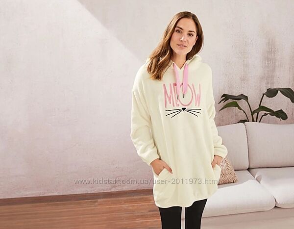 Жіноча плюшева сукня з капюшоном для дому Esmara M 40/42 білий