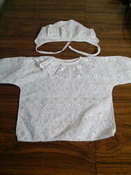 Продам крестильный набор распашонка и чепчик