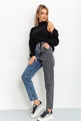 Стильні жіночі джинси МОМ двоколірні Тренд сезону