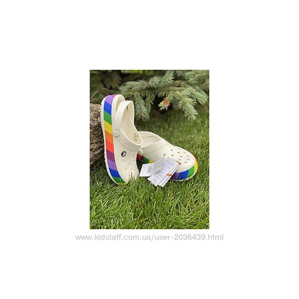 Crocband Rainbow Block White кроксы белые радуга райдужні