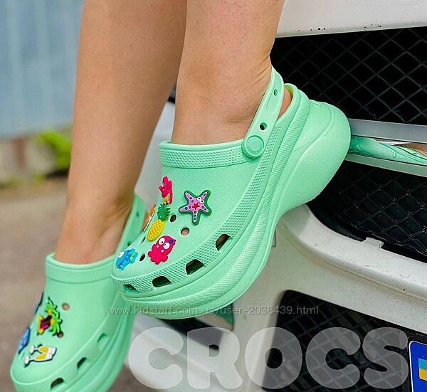 Кроксы на платформе crocs bae clog мятные