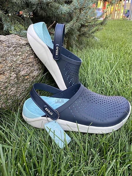 Крокси чоловічі сабо шлепки crocs literide Navy/Almost White