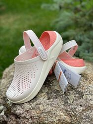 Кроксы женские сабо crocs literide Powder/White персиковые w6 w7 w8 w9 w10