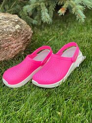 Кроксы женские сабо crocs literide pink розовые рожеві W6 W7 W8 W9 W10