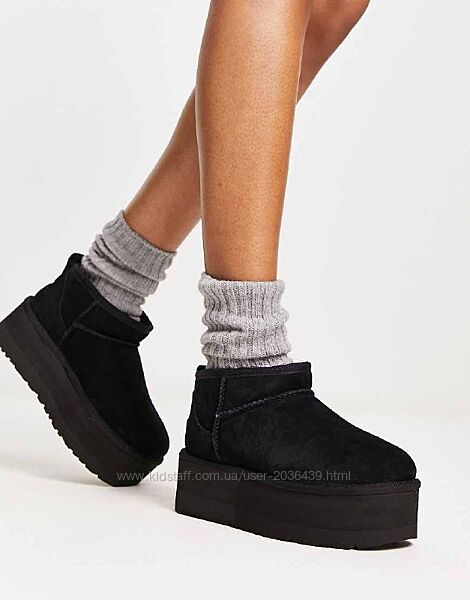 Угги на платформе чорні UGG Classic Ultra Mini Platform Black 37 38 39 40
