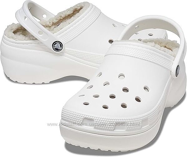 Кроксы утепленные крокси теплі на платформі Crocs Classic Platform White