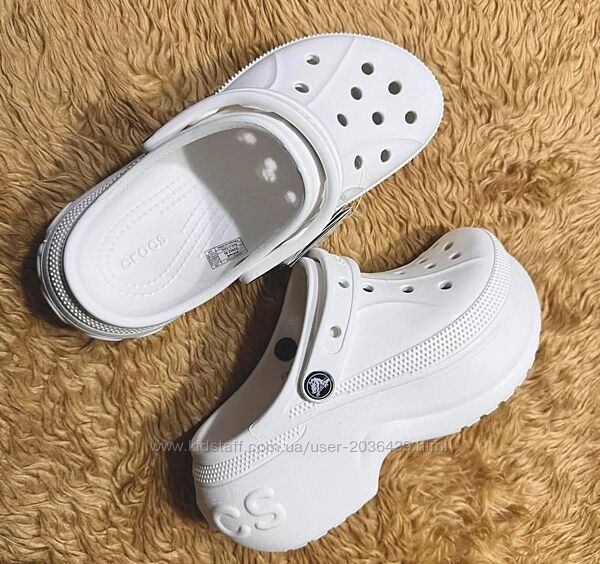 Женские Crocs Bella Clog White белые кроксы на платформе W6 W7 W8 W9