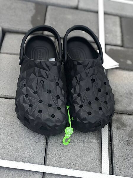 Crocs geometric black original крокси черные унисекс геометрия сабо мужские