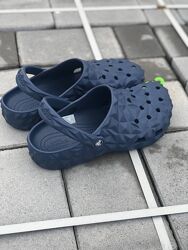 Crocs geometric navy original крокси синие унисекс геометрия сабо мужские ш