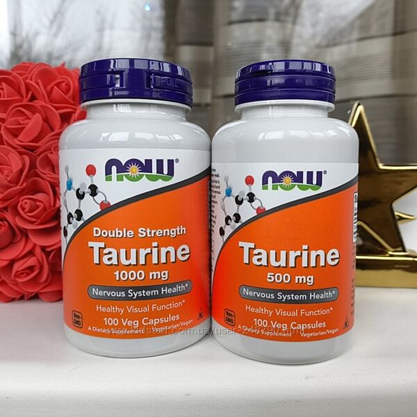 Таурин, Taurine, США, 500/1000 мг, 100 капсул