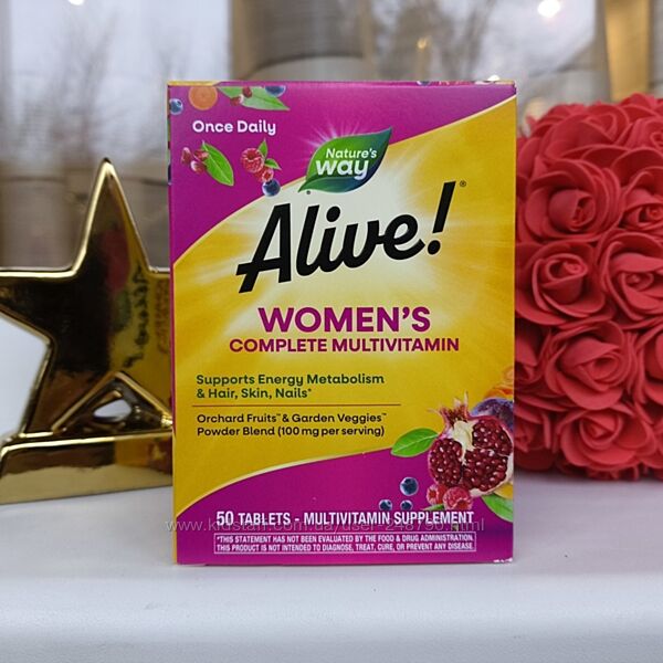 Alive США Микроэлементы и витамины для женщин, женские мультивитамины 