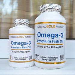 Омега 3, 100/240 шт, США, рыбий жир премиального качества 