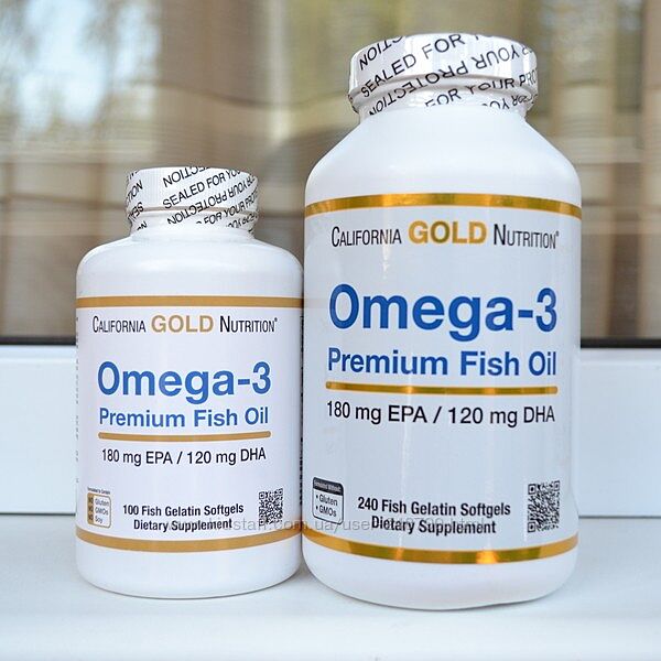 Омега 3, 100/240 шт, США, рыбий жир премиального качества