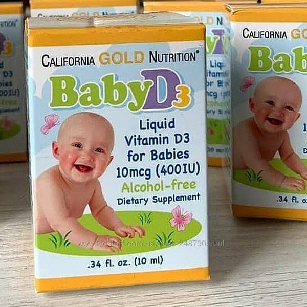 Витамин Д3, витамин D3 для детей на масляной основе, жидкий, 10 мкг, 400 МЕ