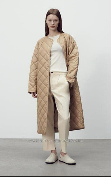  пальто стьобане  Zara із шкіри розмір м