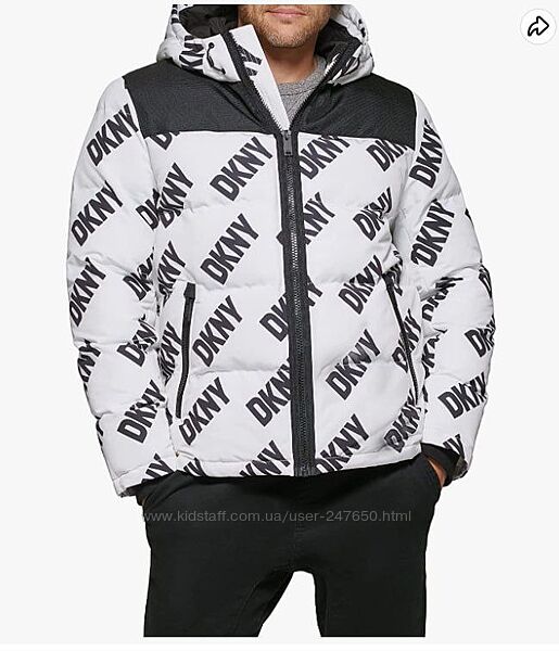 DKNY Мужская стеганая куртка-пуховик Shawn с капюшоном Размер хл