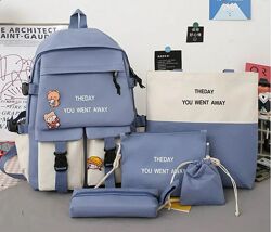 Набор 5в1 школьный рюкзак, сумка, пенал, кошелек, сумочка-мешок