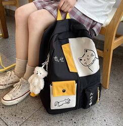 Школьный подростковый рюкзак Портфель для школы с котиками Ранец