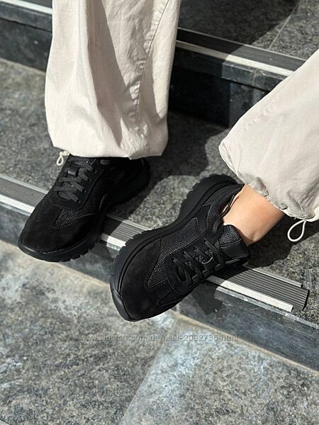 Кросівки жіночі замшеві чорні бежеві демісезонні Артикул 6200
