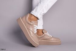 Кеди жіночі шкіряні бежеві, літо, Артикул 7381 розпродаж