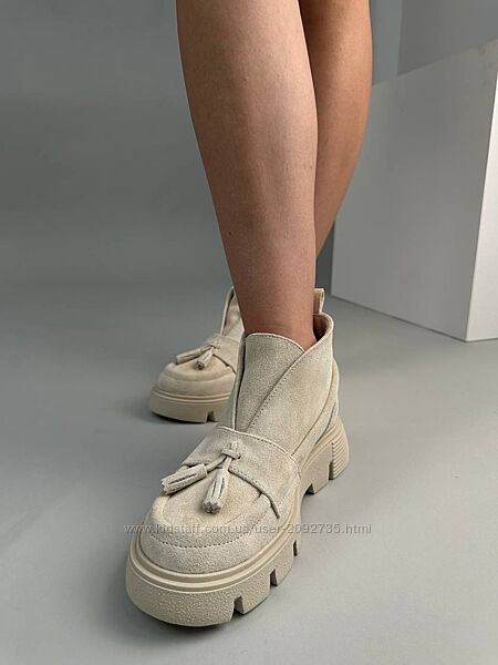 Лофери жіночі замшеві та шкіряні демі зима Артикул 8705 розпродаж