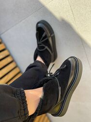 Уггі жіночі замшеві шкіряні овчина бежеві чорні Артикул 9947 розпродаж