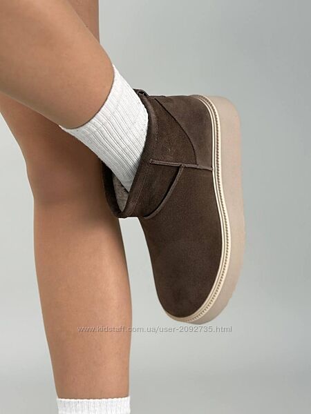 Новинка Уггі жіночі натуральна замша шоколадні чорні Артикул 7414