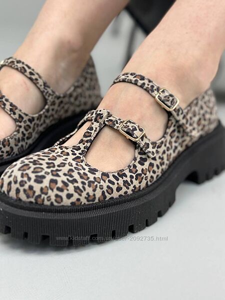 Туфлі жіночі замшеві з леопардовим принтом Артикул 4406 новинка