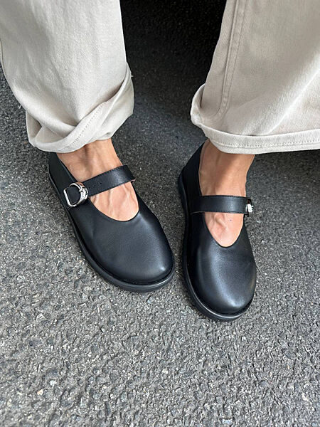 Балетки жіночі натуральна шкіра чорного кольору Артикул 9911 новинка