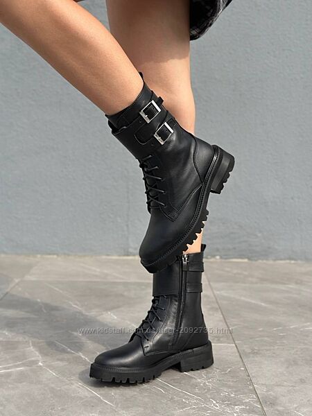 Черевики жіночі шкіряні чорні демісезонні Артикул 4519д новинка