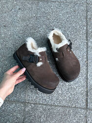 Клогі жіночі натуральна замша закриті на хутрі Артикул 5140з новинка