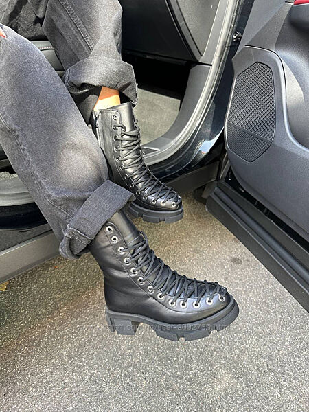 Черевики жіночі шкіряні чорні зимові Артикул 8100 новинка