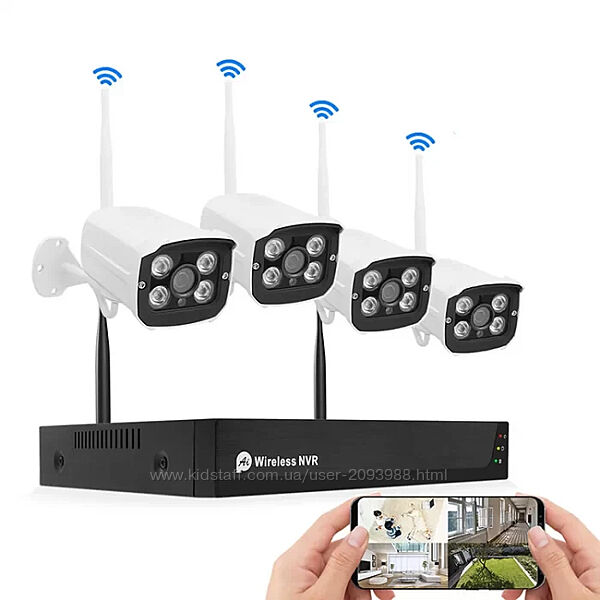 Комплект видеонаблюдения на 4 камеры NVR KIT 601 WiFi 4CH с регистратором