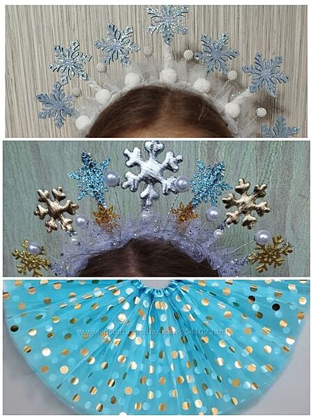 Новорічний костюм сніжинка вушка котик квітка спідниця фатинова обруч