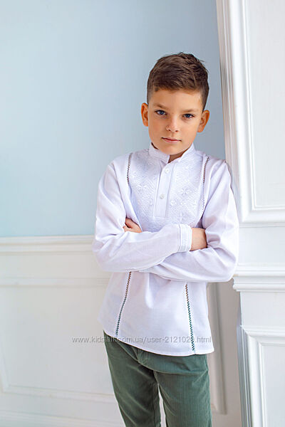 Сорочка вишиванка біла по білому для хлопчика 