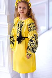 Сукня вишиванка для дівчинки жовта 