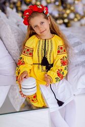 Сорочка вишиванка для дівчинки жовта 