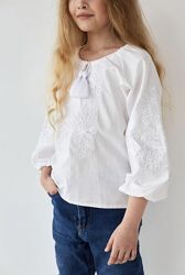 Сорочка вишиванка біла по білому для дівчинки 