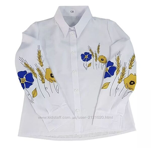 Блуза сорочка дитяча біла патріотична 