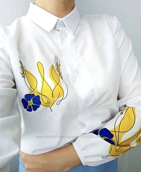 Сорочка блуза біла патріотична жіноча 