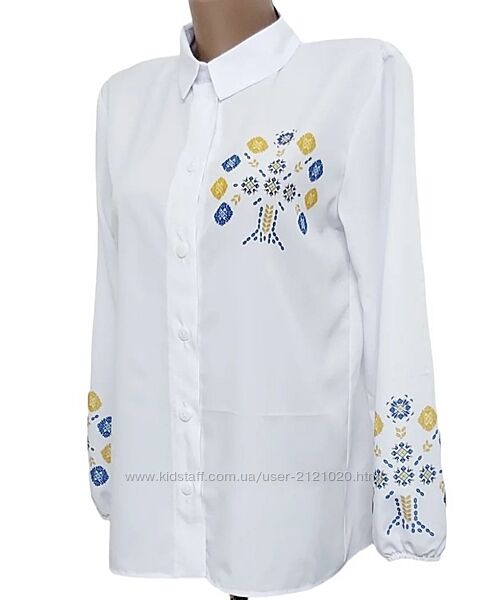 Сорочка блуза біла патріотична жіноча