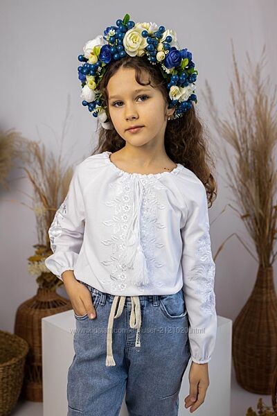 Сорочка вишиванка біла по білому для дівчинки,