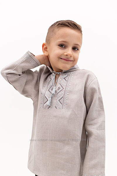 Сучасна сорочка вишиванка сіра для хлопчика 