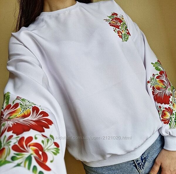 Світшот петриківський розпис, світшот патріотичний жіночий,